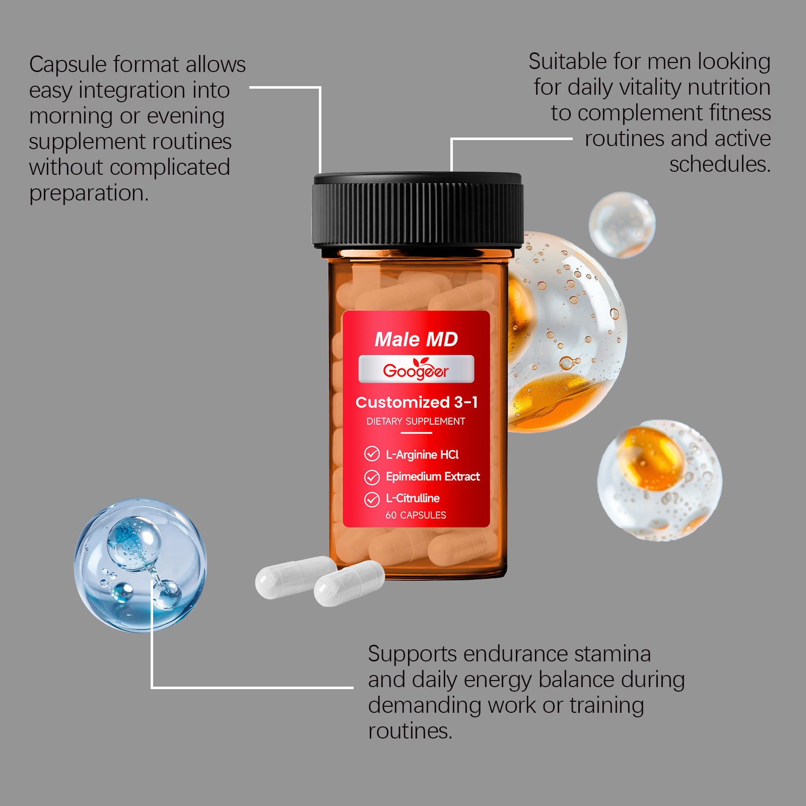 GOOGEER Men's Health Capsules  - Nutrition Fitness Supplements reseña y precio