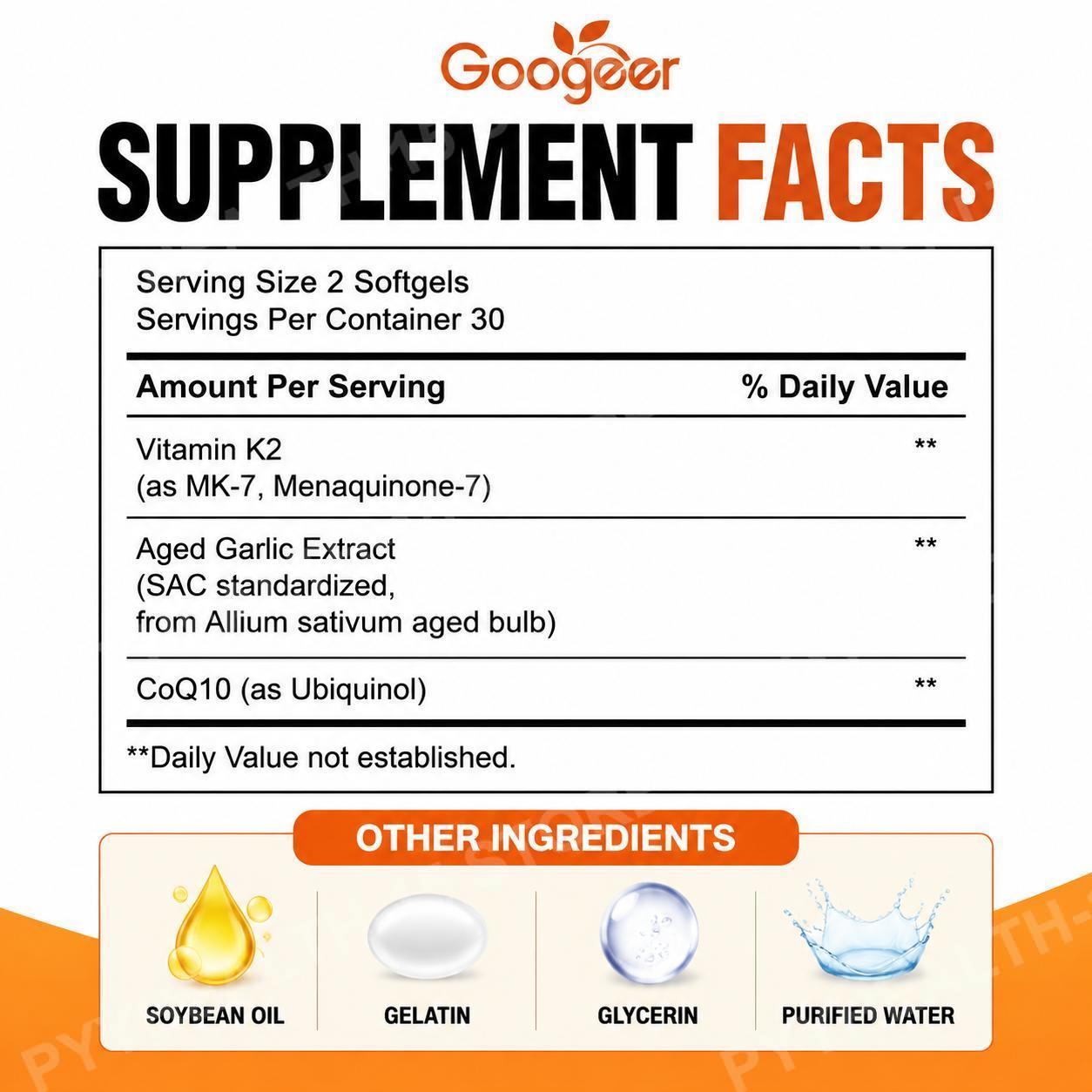 Googeer Aged Odorless Garlic E - Coq10 Ubiquinol Softgel reseña y precio